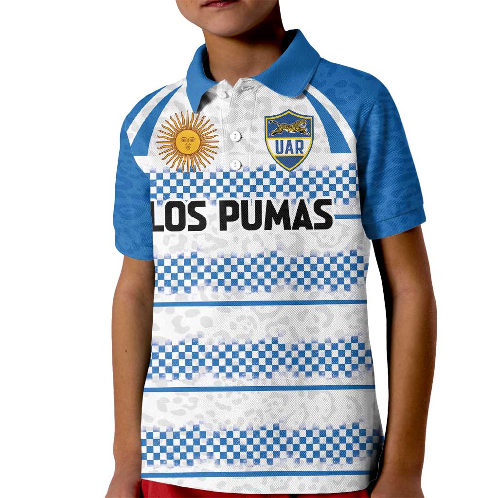 Argentina Rugby Custom Kid Polo Shirt Los Pumas Jaguar Race Style - Wonder Print Shop