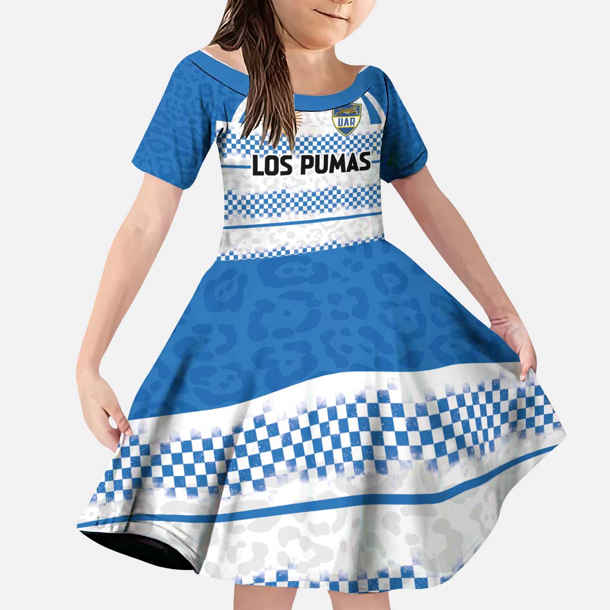 Argentina Rugby Custom Kid Short Sleeve Dress Los Pumas Jaguar Race Style - Wonder Print Shop