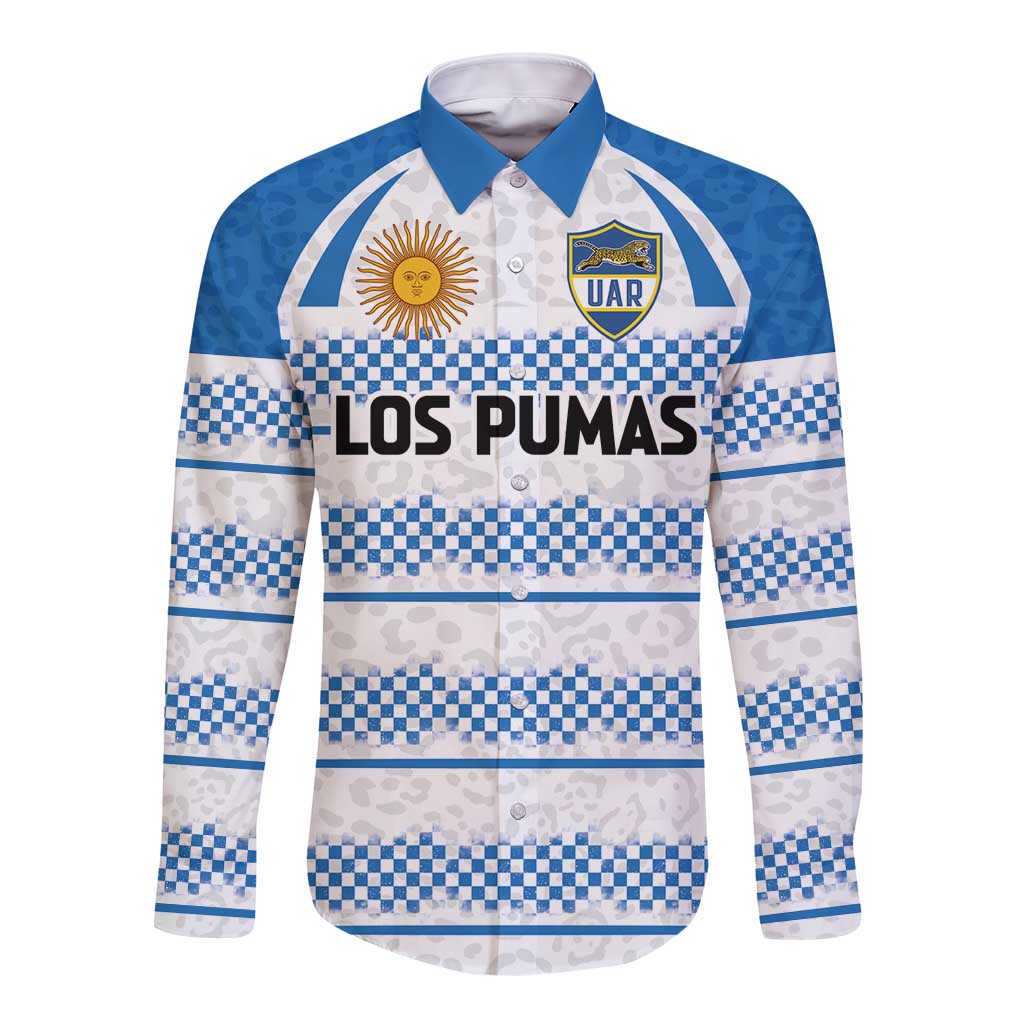 Argentina Rugby Custom Long Sleeve Button Shirt Los Pumas Jaguar Race Style - Wonder Print Shop
