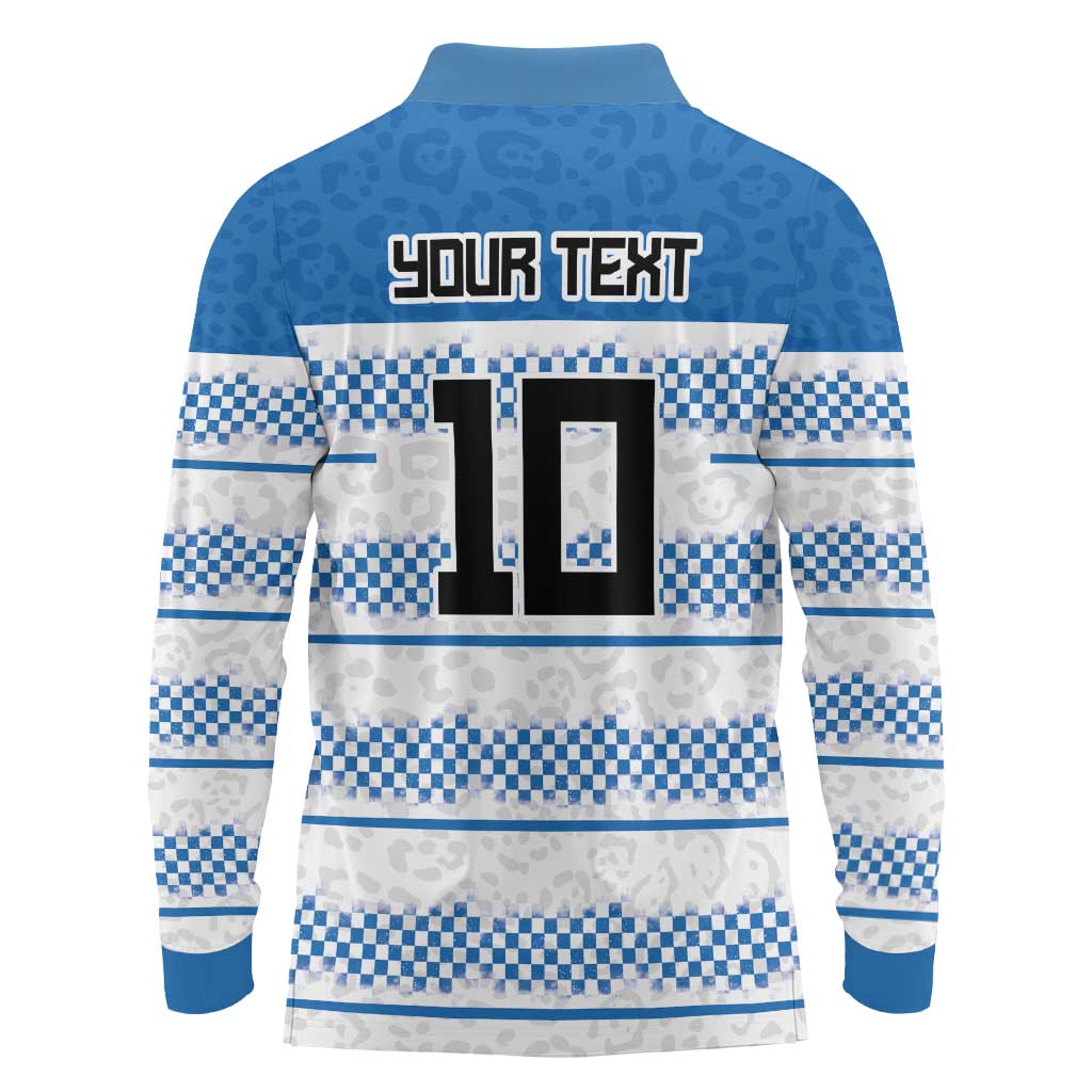 Argentina Rugby Custom Long Sleeve Polo Shirt Los Pumas Jaguar Race Style - Wonder Print Shop