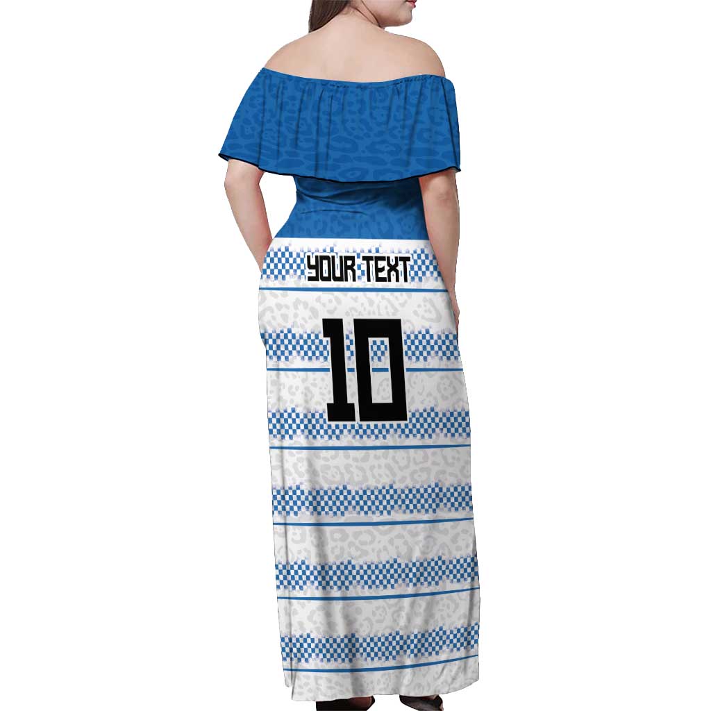 Argentina Rugby Custom Off Shoulder Maxi Dress Los Pumas Jaguar Race Style - Wonder Print Shop