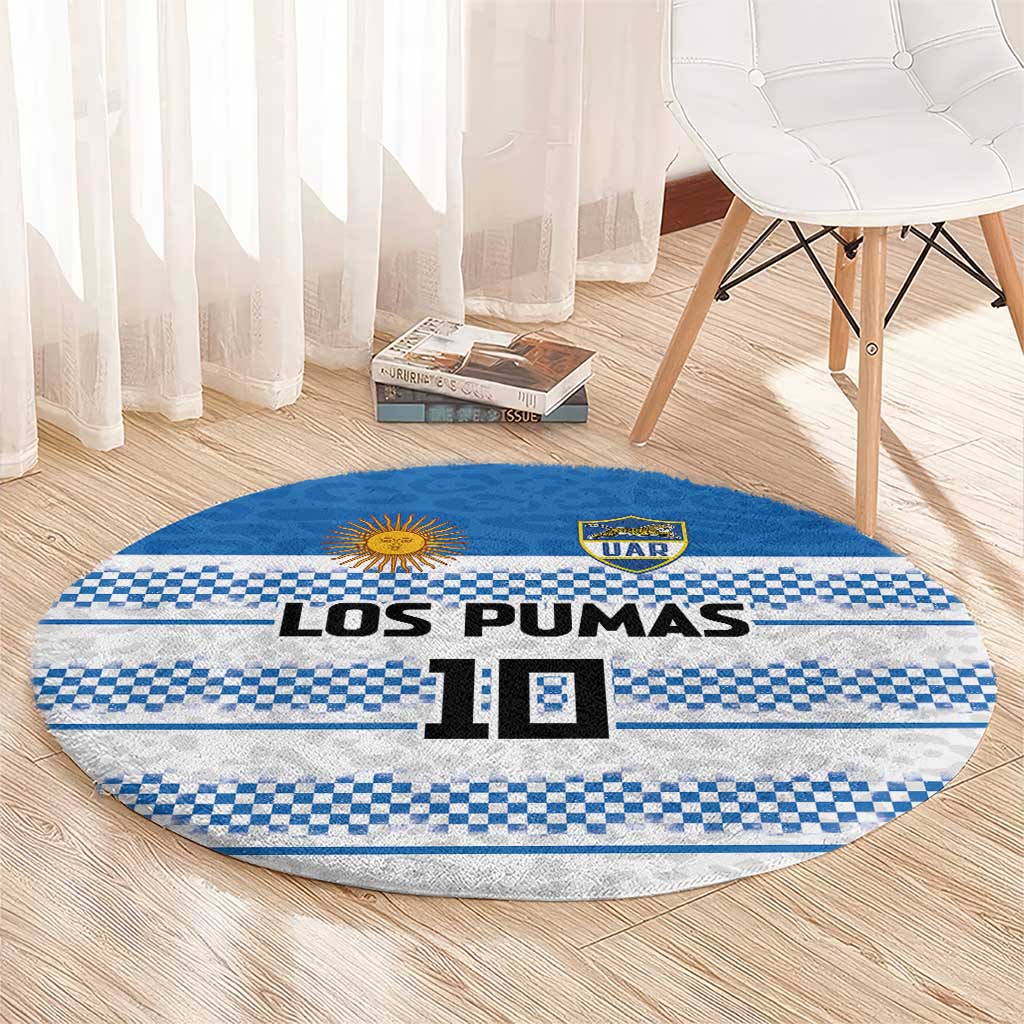 Argentina Rugby Custom Round Carpet Los Pumas Jaguar Race Style - Wonder Print Shop