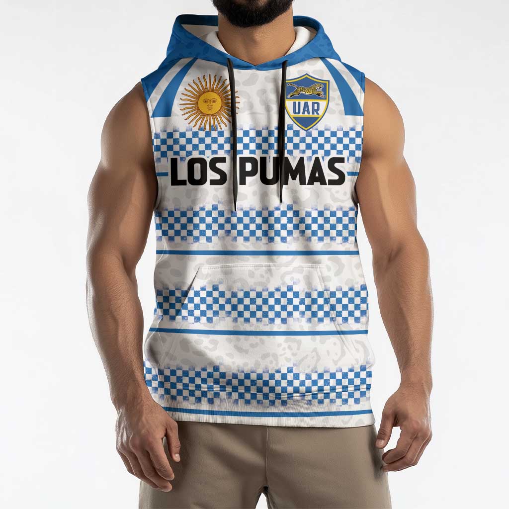 Argentina Rugby Custom Sleeveless Hoodie Los Pumas Jaguar Race Style - Wonder Print Shop