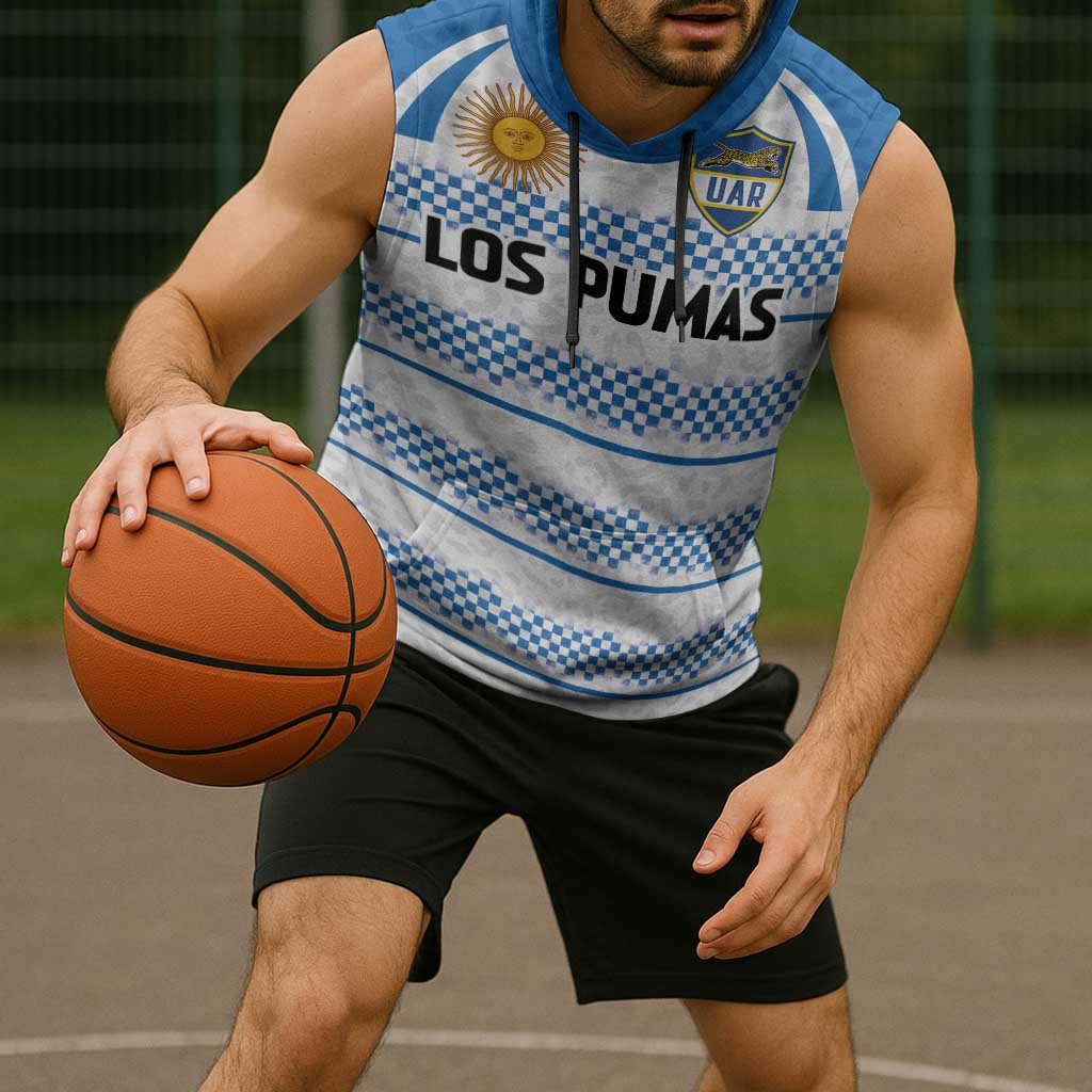 Argentina Rugby Custom Sleeveless Hoodie Los Pumas Jaguar Race Style - Wonder Print Shop