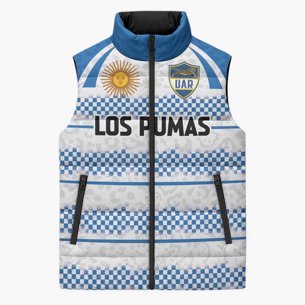 Argentina Rugby Custom Sleeveless Puffer Jacket Los Pumas Jaguar Race Style - Wonder Print Shop