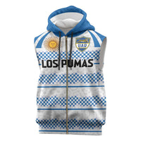Argentina Rugby Custom Sleeveless Zip Hoodie Los Pumas Jaguar Race Style - Wonder Print Shop