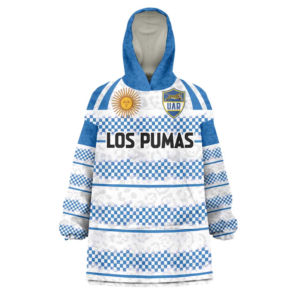 Argentina Rugby Custom Wearable Blanket Hoodie Los Pumas Jaguar Race Style - Wonder Print Shop
