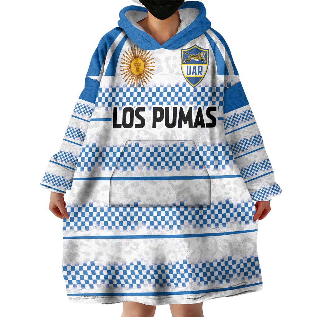 Argentina Rugby Custom Wearable Blanket Hoodie Los Pumas Jaguar Race Style - Wonder Print Shop