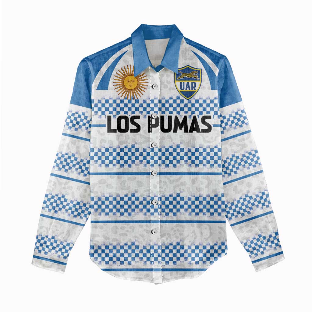 Argentina Rugby Custom Women Casual Shirt Los Pumas Jaguar Race Style - Wonder Print Shop