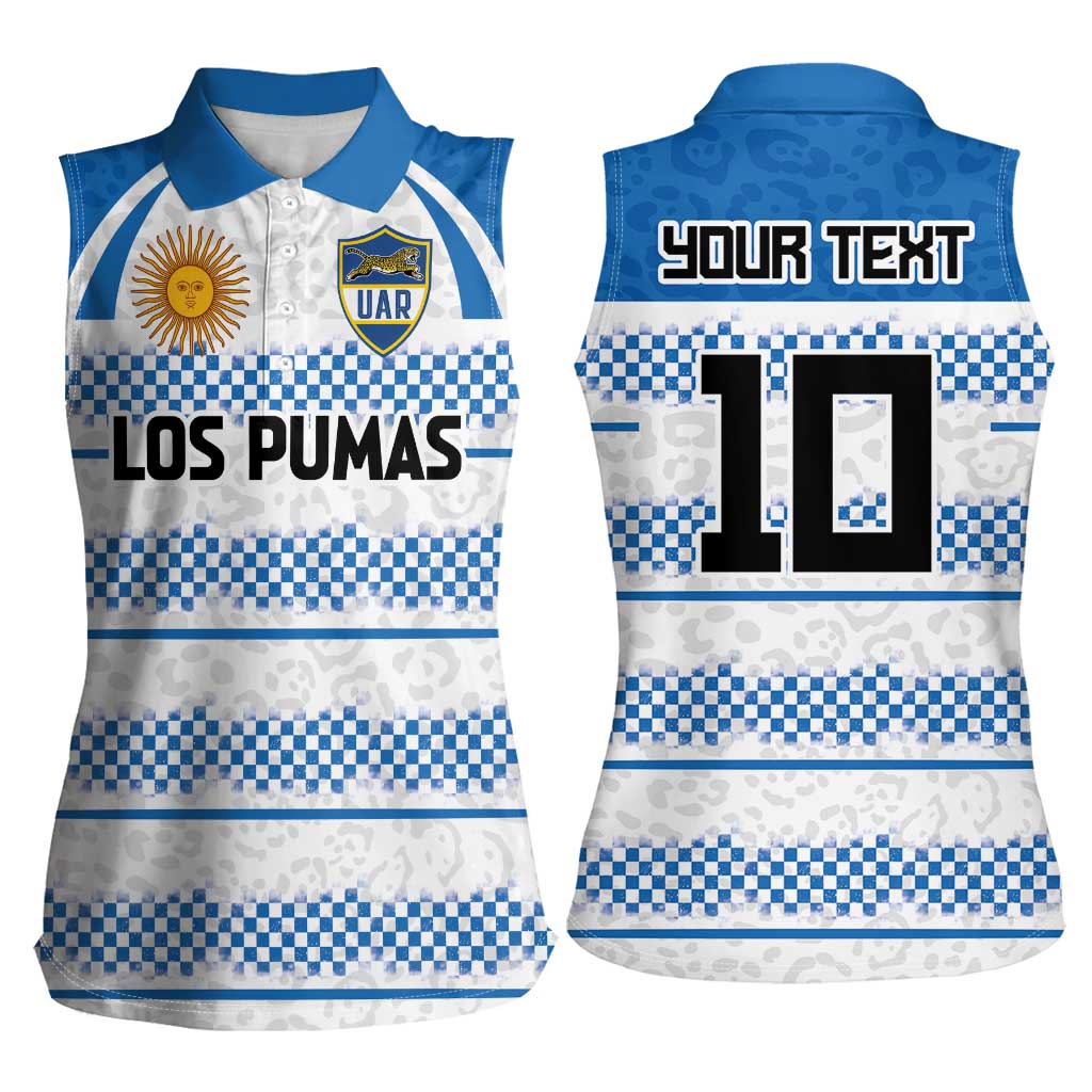 Argentina Rugby Custom Women Sleeveless Polo Shirt Los Pumas Jaguar Race Style - Wonder Print Shop
