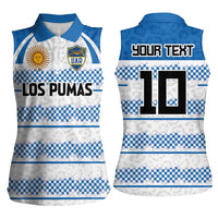 Argentina Rugby Custom Women Sleeveless Polo Shirt Los Pumas Jaguar Race Style - Wonder Print Shop