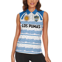 Argentina Rugby Custom Women Sleeveless Polo Shirt Los Pumas Jaguar Race Style - Wonder Print Shop