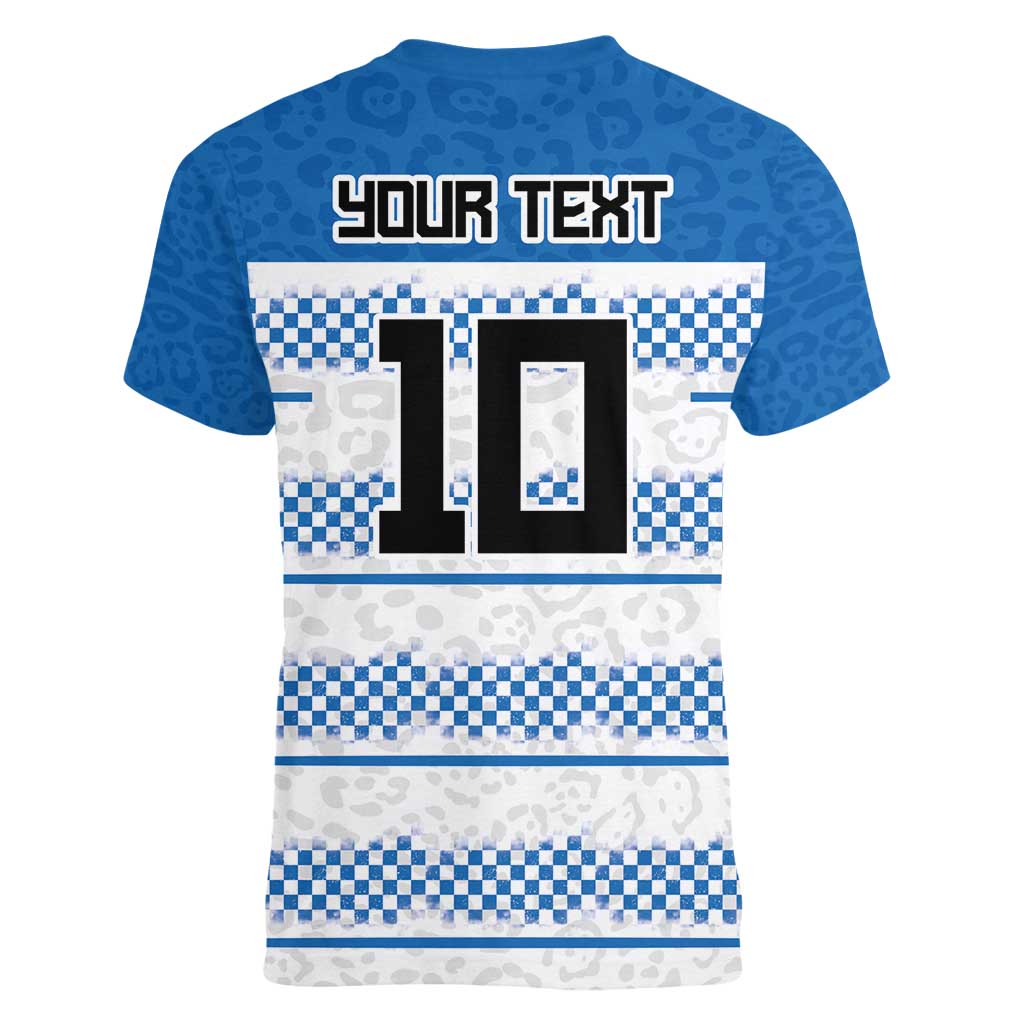 Argentina Rugby Custom Women V-Neck T-Shirt Los Pumas Jaguar Race Style - Wonder Print Shop