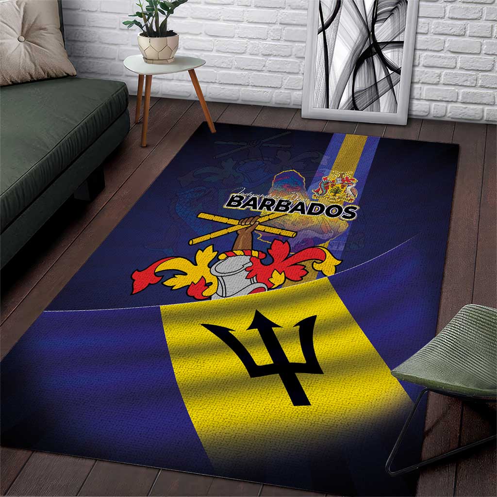 Barbados Independence Day Area Rug Coat of Arms with Freedom Emblems - Wonder Print Shop