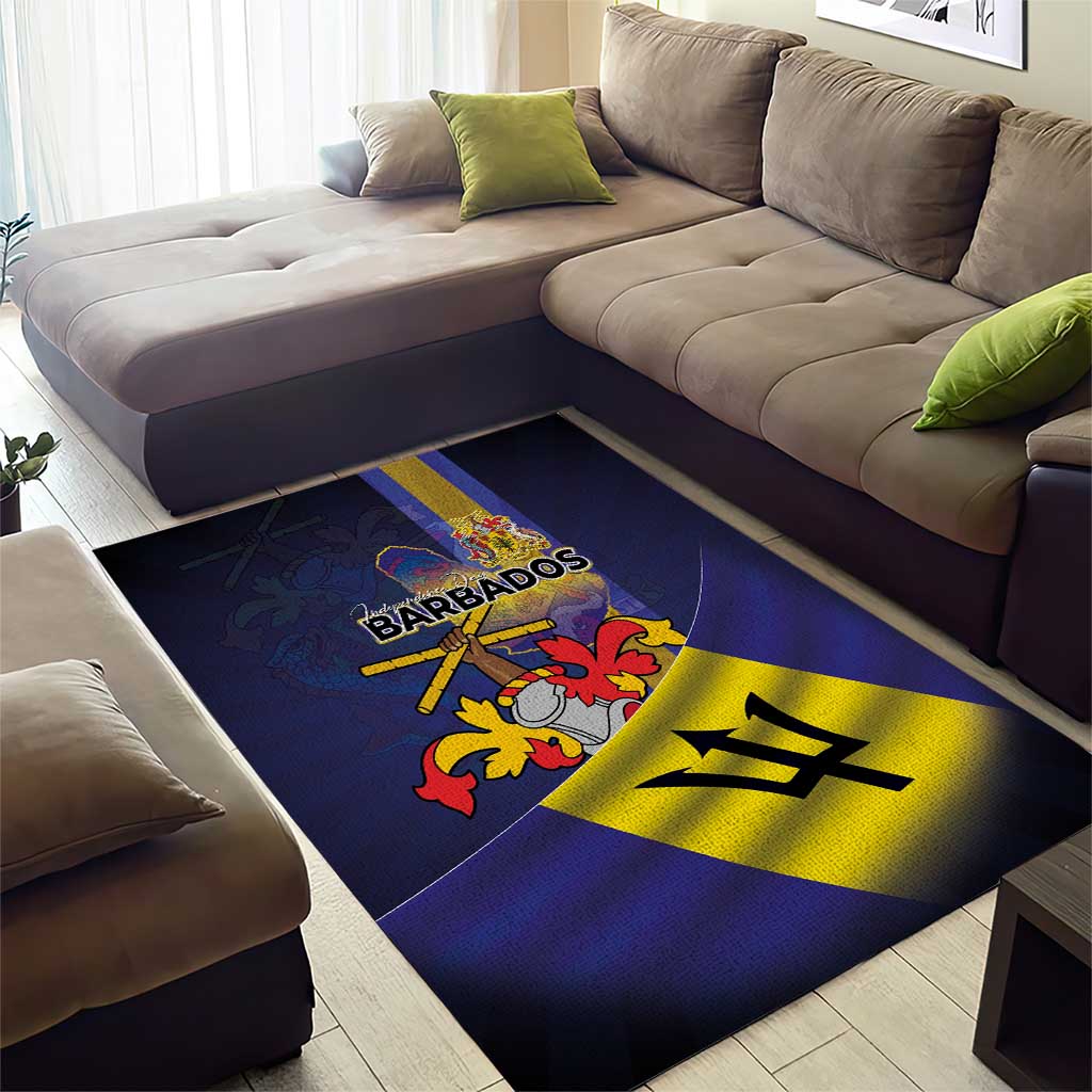 Barbados Independence Day Area Rug Coat of Arms with Freedom Emblems - Wonder Print Shop