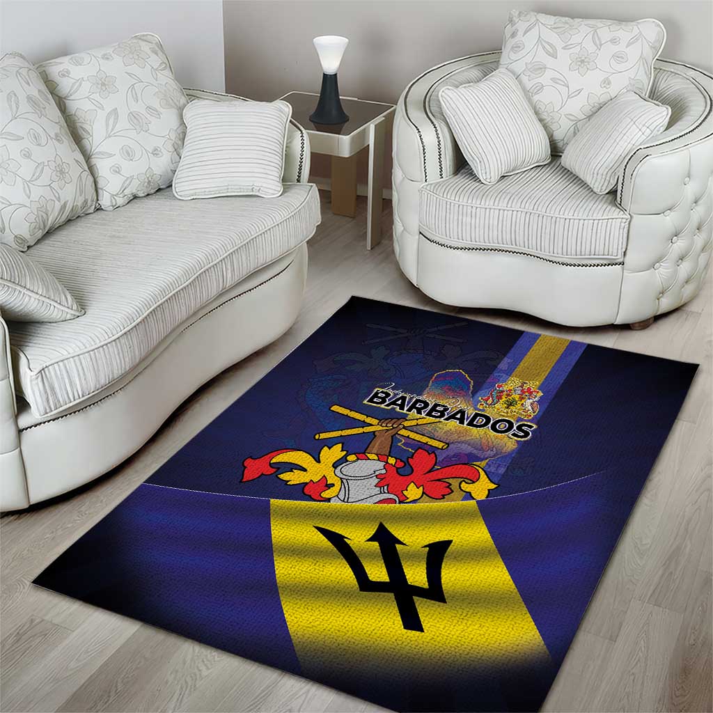 Barbados Independence Day Area Rug Coat of Arms with Freedom Emblems - Wonder Print Shop
