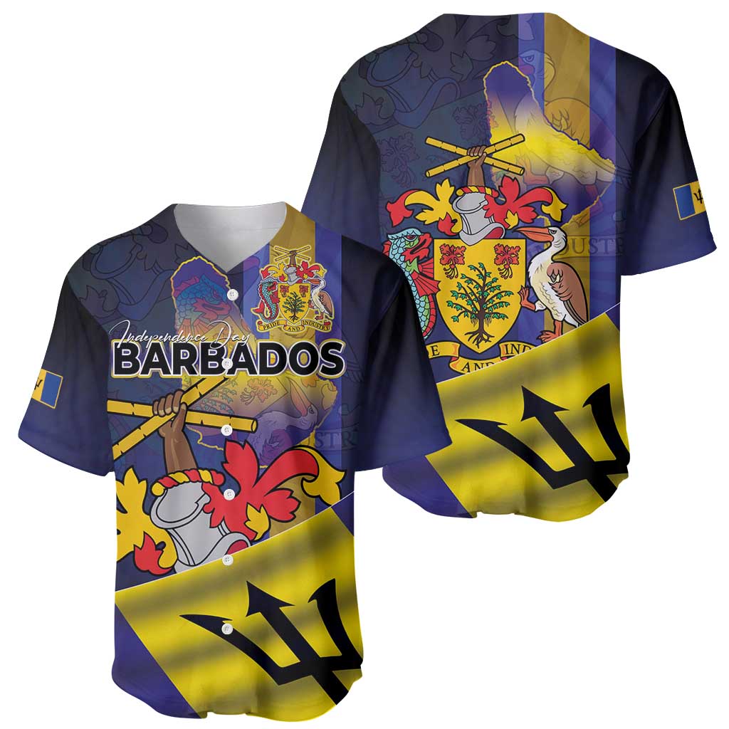 Barbados Independence Day Baseball Jersey Coat of Arms with Freedom Emblems - Wonder Print Shop