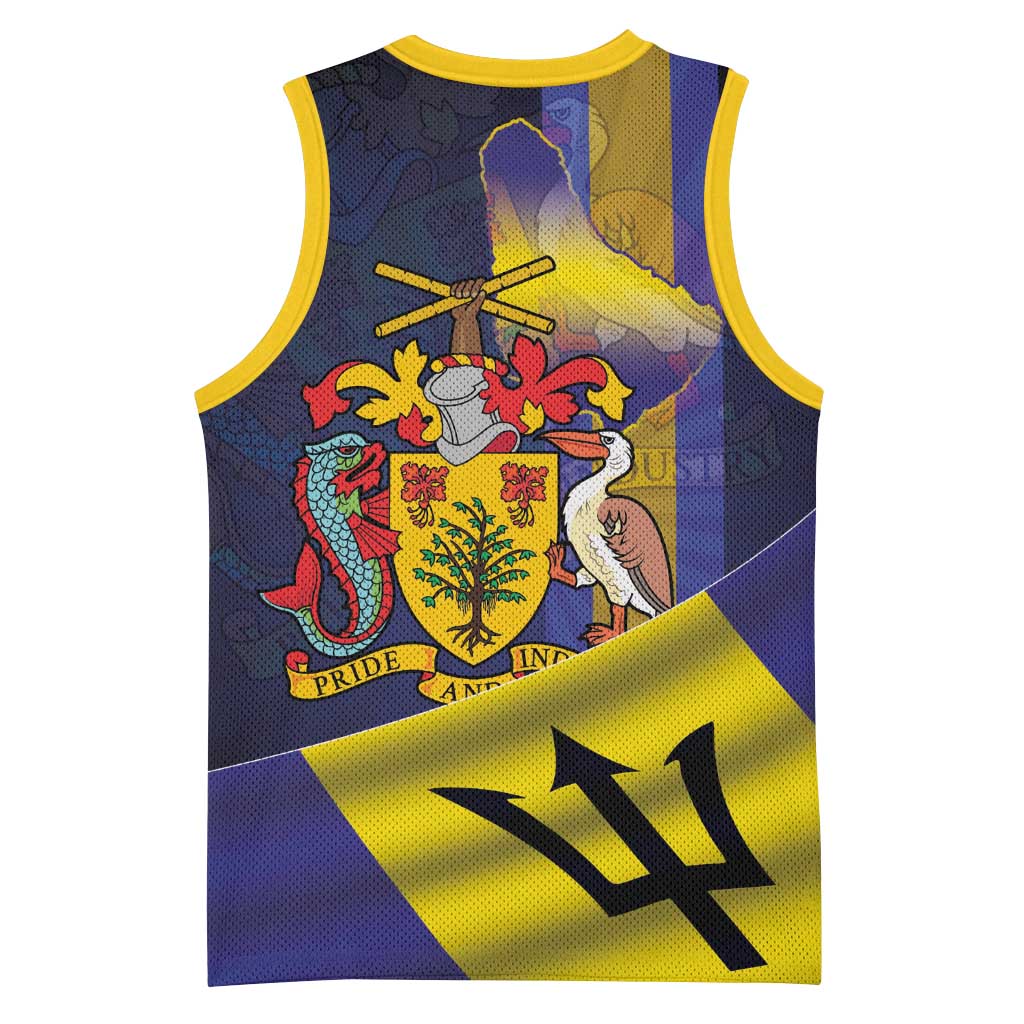 Barbados Independence Day Basketball Jersey Coat of Arms with Freedom Emblems - Wonder Print Shop