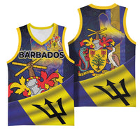 Barbados Independence Day Basketball Jersey Coat of Arms with Freedom Emblems - Wonder Print Shop