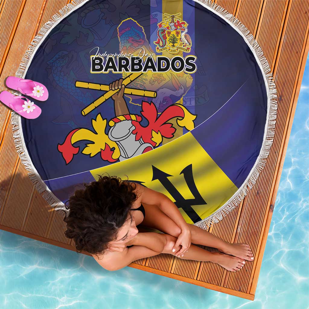Barbados Independence Day Beach Blanket Coat of Arms with Freedom Emblems - Wonder Print Shop