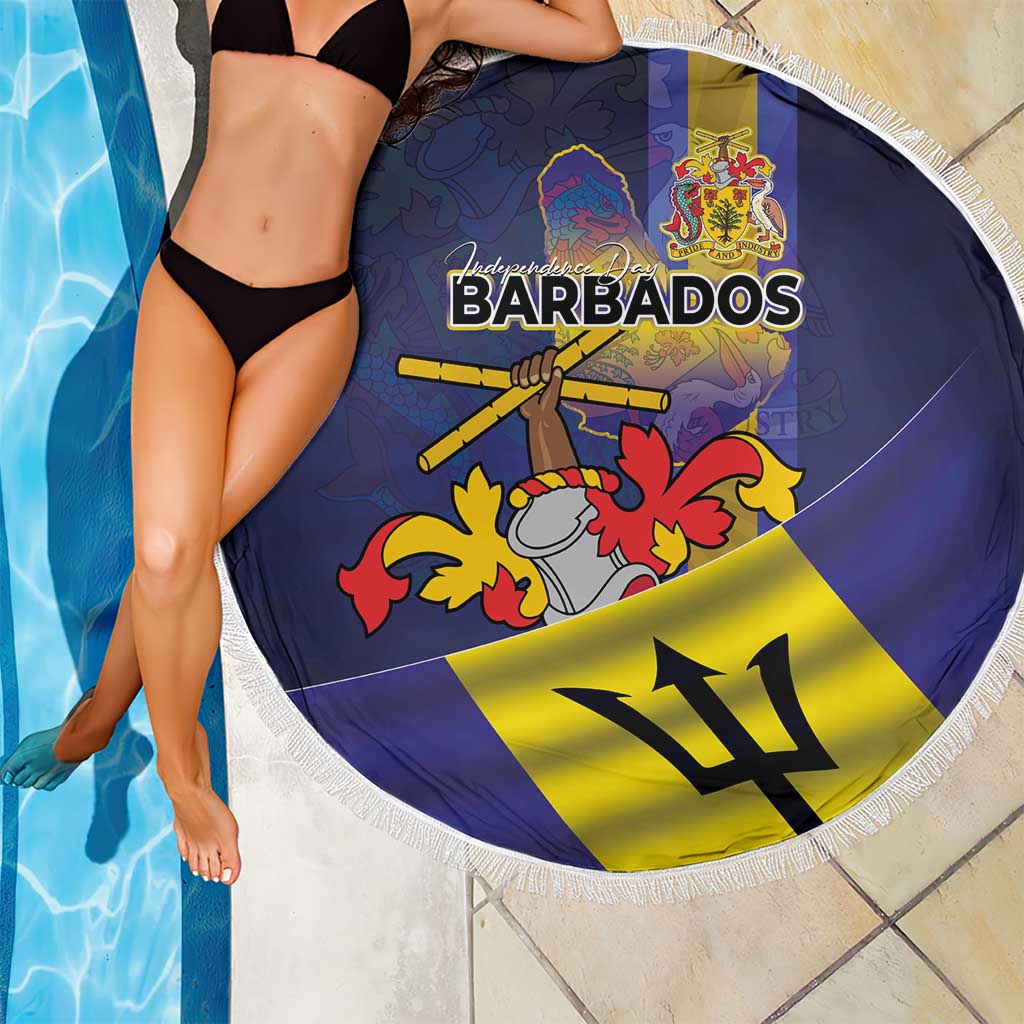 Barbados Independence Day Beach Blanket Coat of Arms with Freedom Emblems - Wonder Print Shop