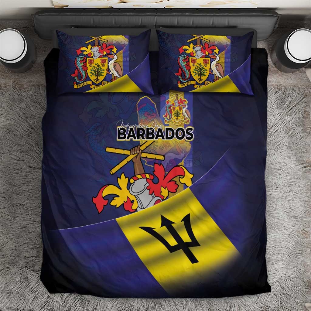 Barbados Independence Day Bedding Set Coat of Arms with Freedom Emblems - Wonder Print Shop