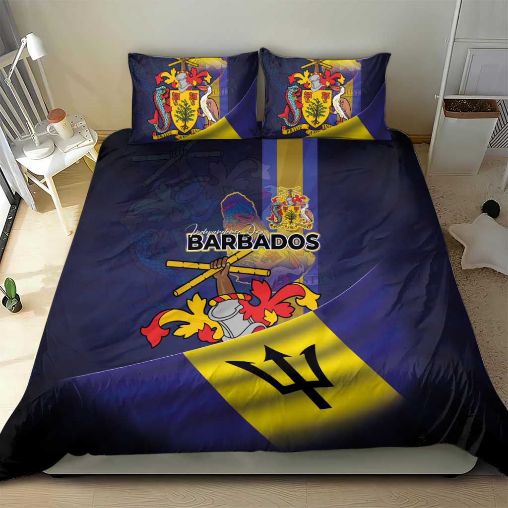 Barbados Independence Day Bedding Set Coat of Arms with Freedom Emblems - Wonder Print Shop