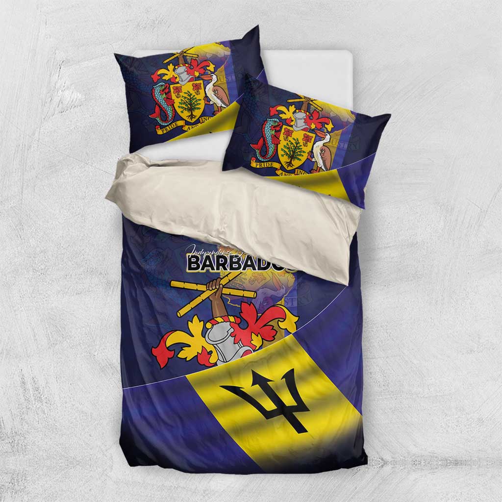 Barbados Independence Day Bedding Set Coat of Arms with Freedom Emblems - Wonder Print Shop