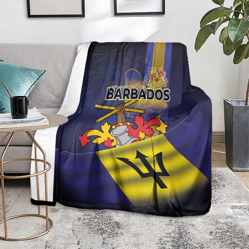Barbados Independence Day Blanket Coat of Arms with Freedom Emblems - Wonder Print Shop