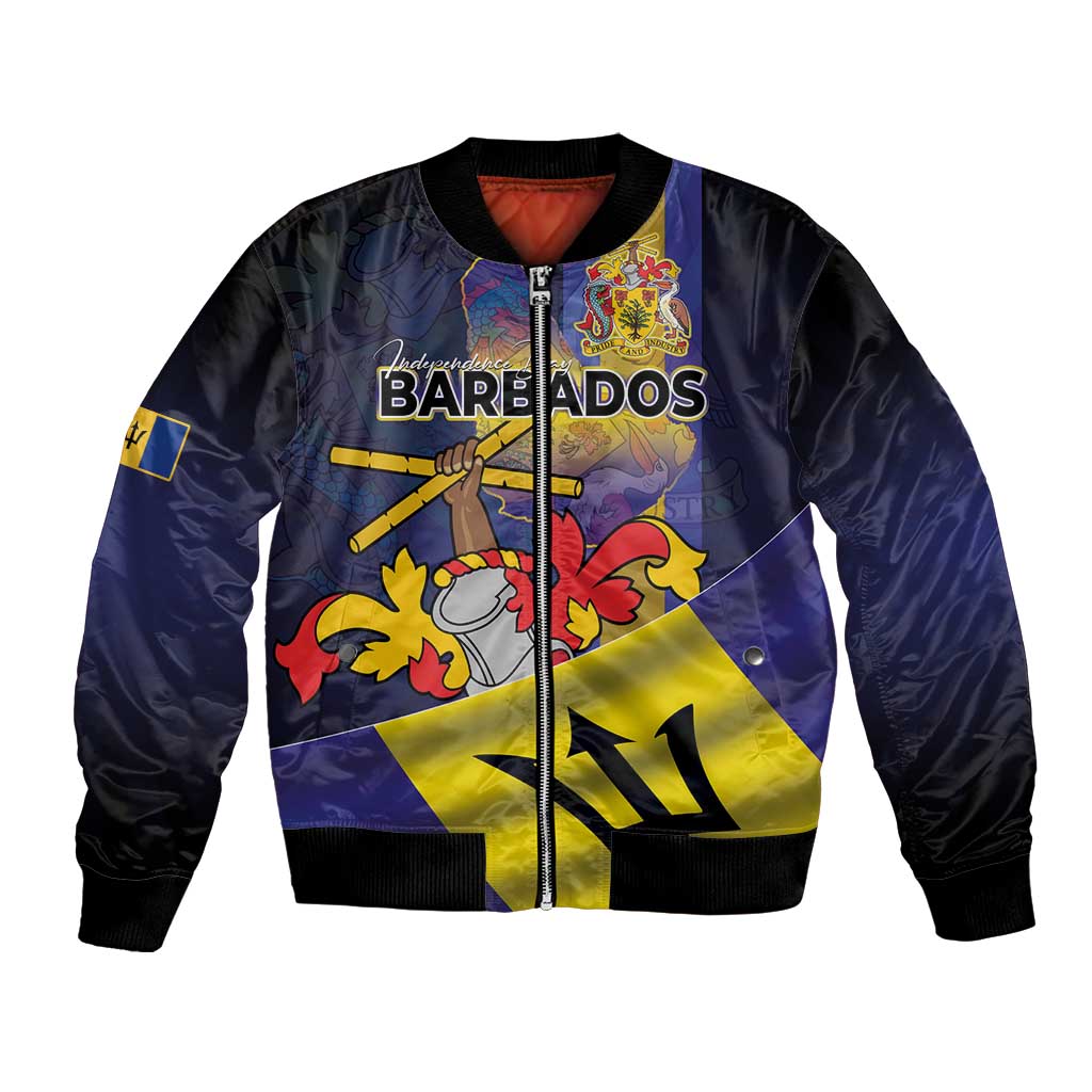 Barbados Independence Day Bomber Jacket Coat of Arms with Freedom Emblems - Wonder Print Shop