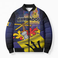 Barbados Independence Day Bomber Puffer Jacket Coat of Arms with Freedom Emblems - Wonder Print Shop