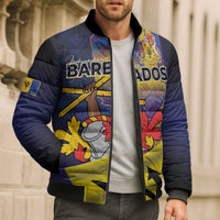 Barbados Independence Day Bomber Puffer Jacket Coat of Arms with Freedom Emblems - Wonder Print Shop