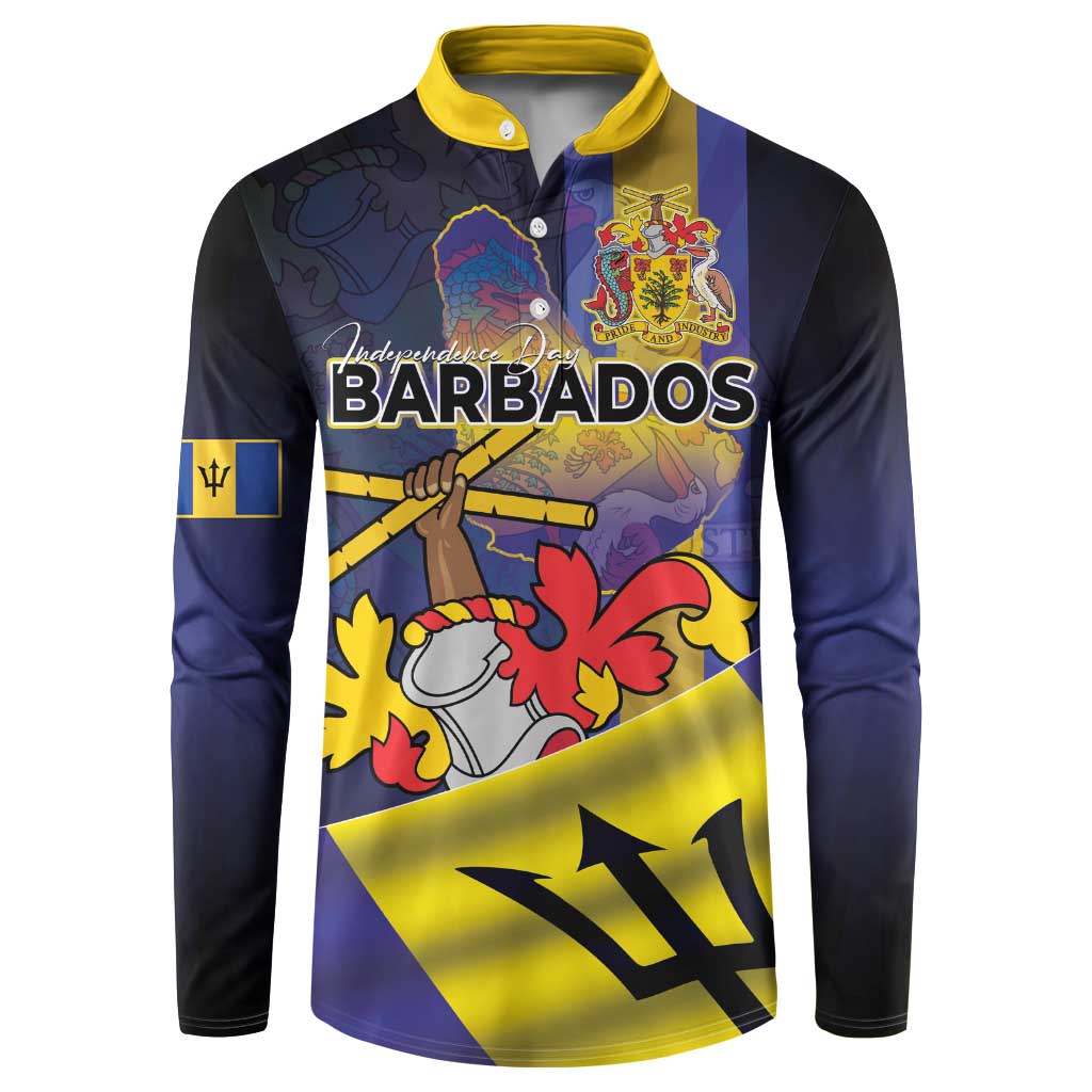 Barbados Independence Day Button Sweatshirt Coat of Arms with Freedom Emblems - Wonder Print Shop