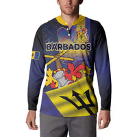 Barbados Independence Day Button Sweatshirt Coat of Arms with Freedom Emblems - Wonder Print Shop