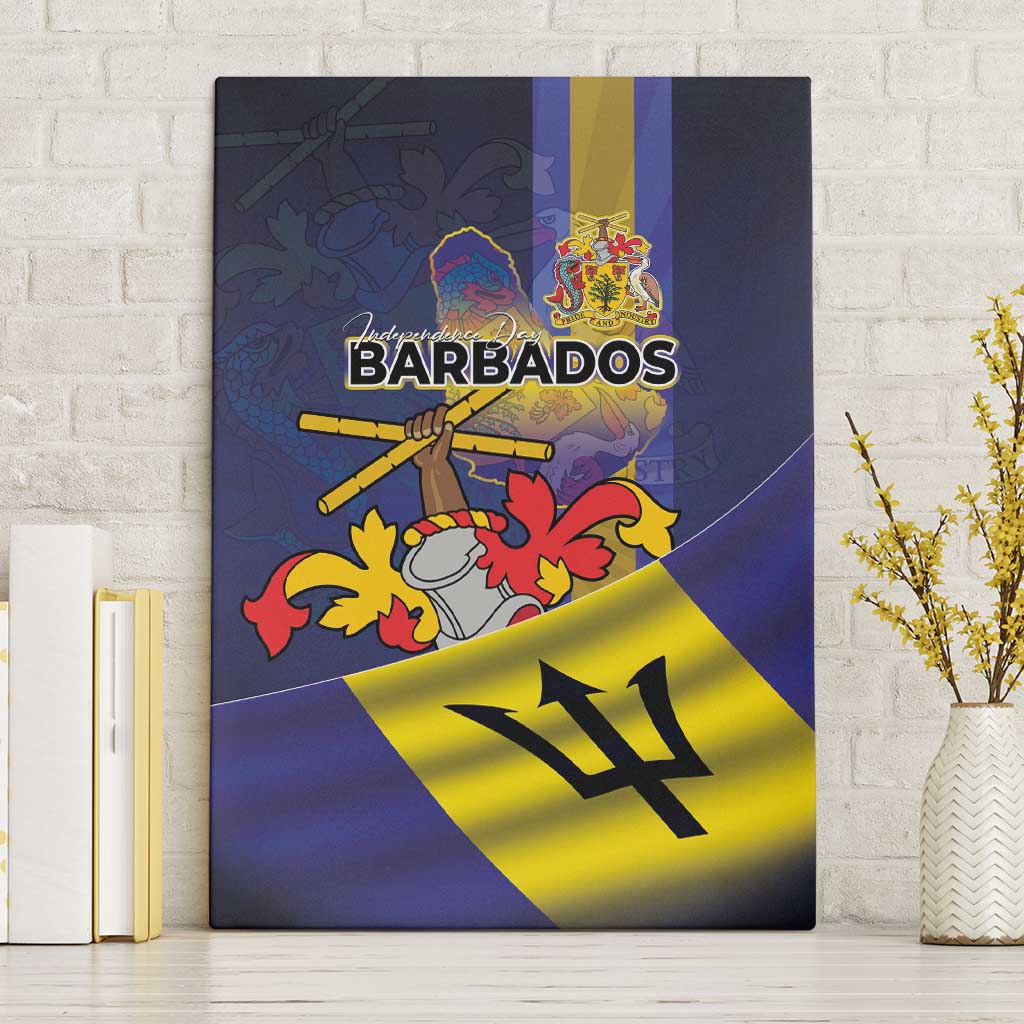 Barbados Independence Day Canvas Wall Art Coat of Arms with Freedom Emblems - Wonder Print Shop