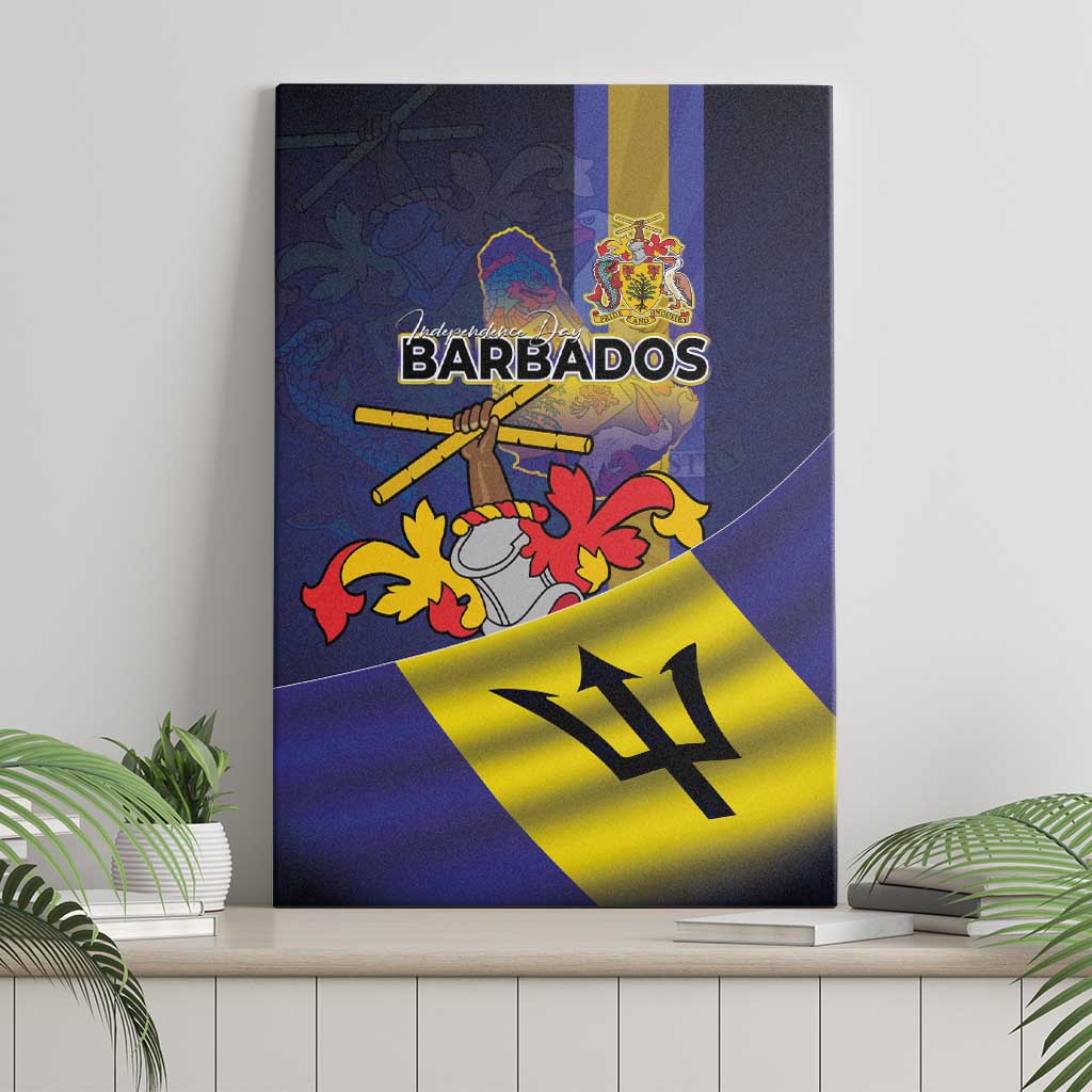 Barbados Independence Day Canvas Wall Art Coat of Arms with Freedom Emblems - Wonder Print Shop