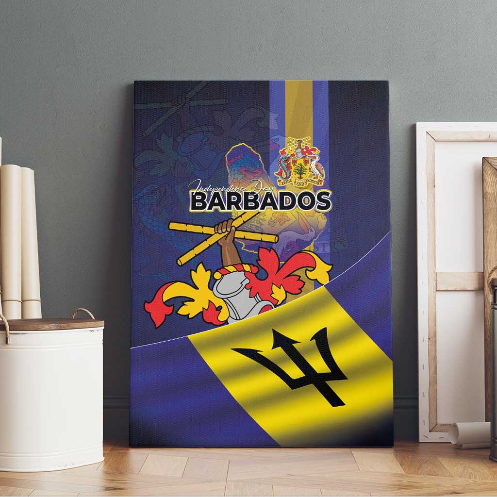 Barbados Independence Day Canvas Wall Art Coat of Arms with Freedom Emblems - Wonder Print Shop