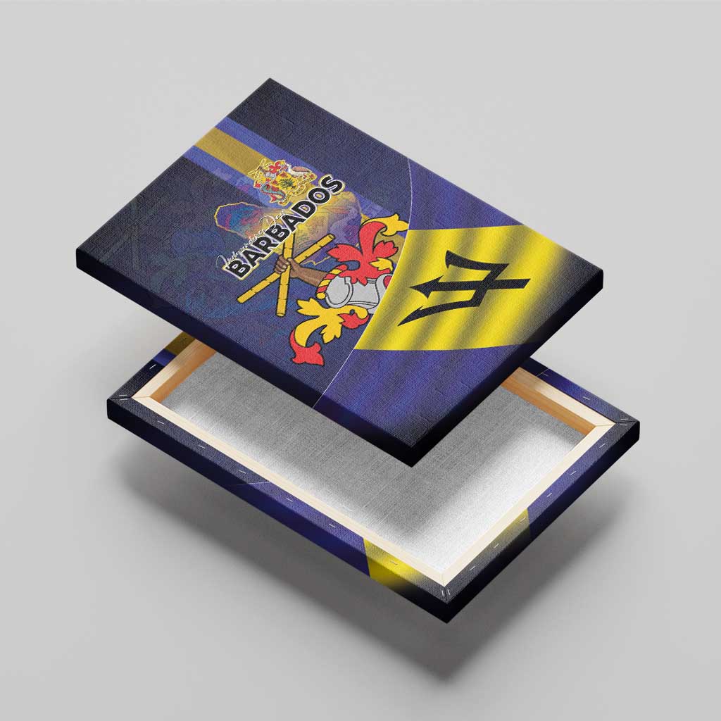 Barbados Independence Day Canvas Wall Art Coat of Arms with Freedom Emblems - Wonder Print Shop