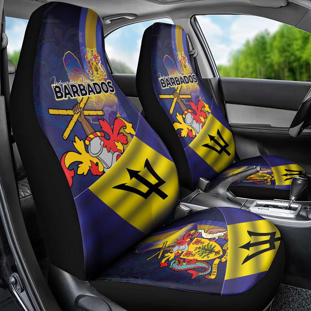 Barbados Independence Day Car Seat Cover Coat of Arms with Freedom Emblems - Wonder Print Shop