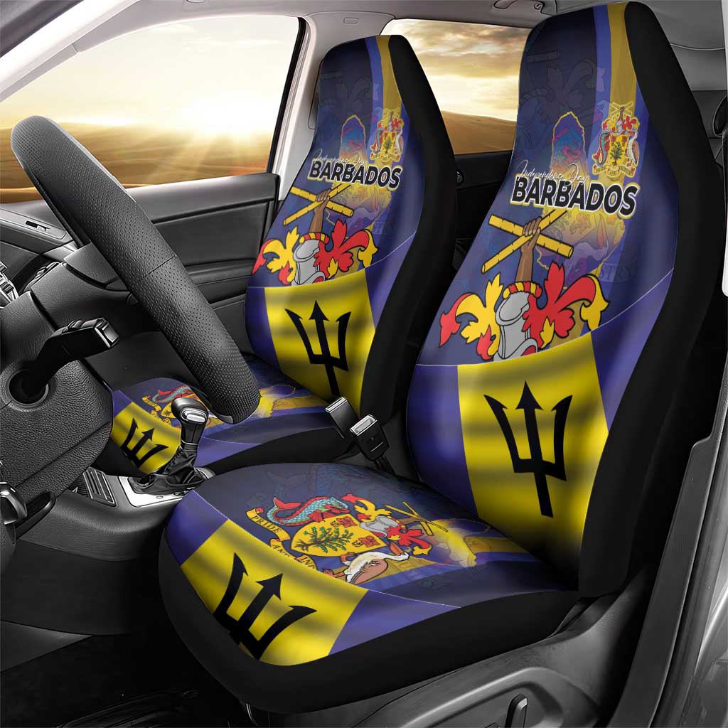 Barbados Independence Day Car Seat Cover Coat of Arms with Freedom Emblems - Wonder Print Shop