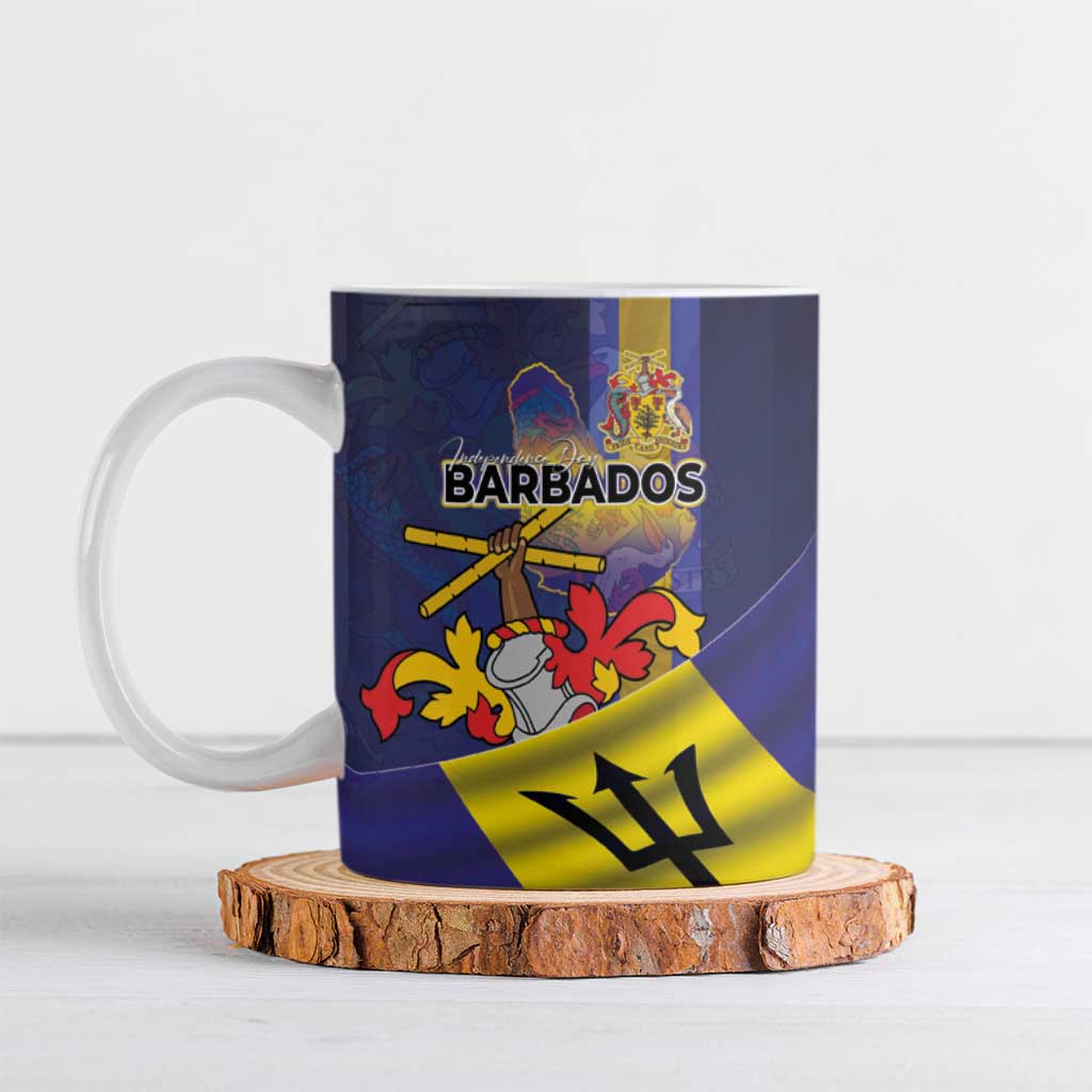 Barbados Independence Day Ceramic Mug Coat of Arms with Freedom Emblems - Wonder Print Shop