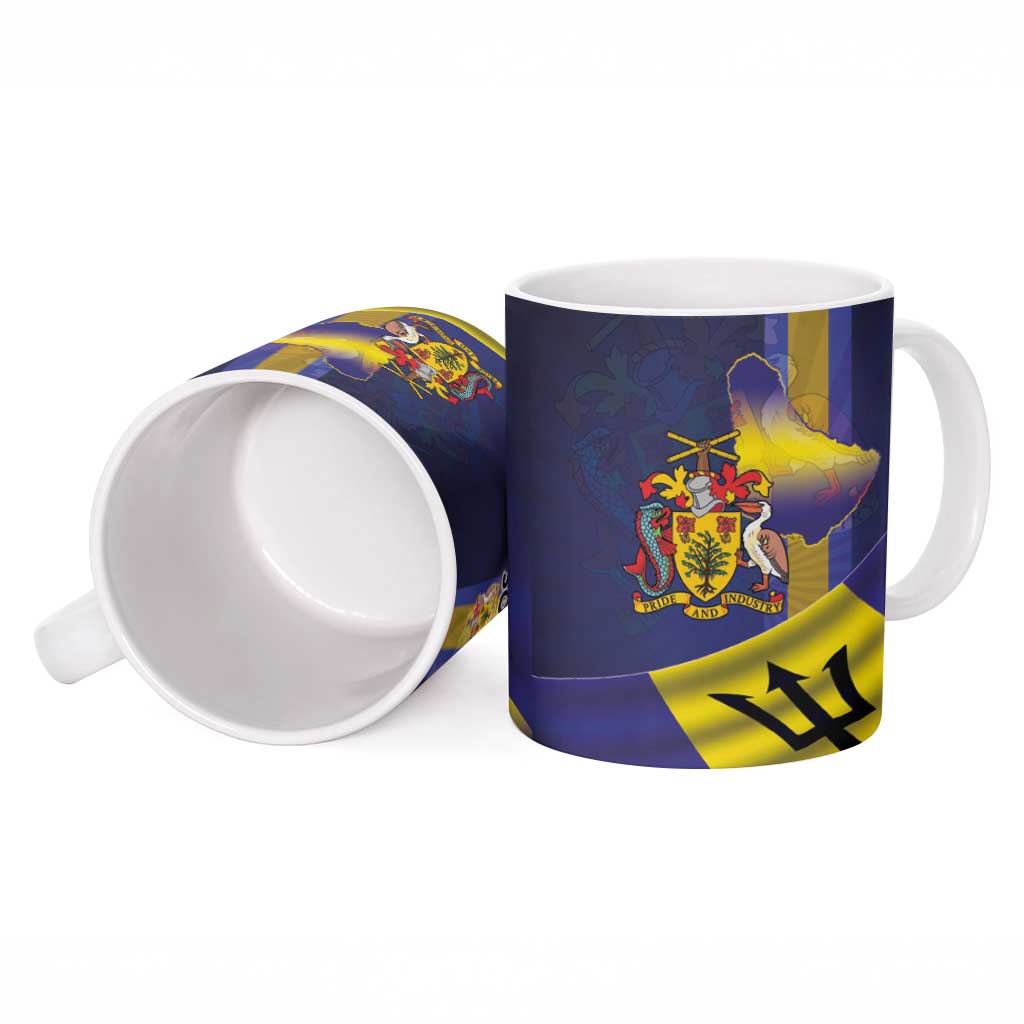 Barbados Independence Day Ceramic Mug Coat of Arms with Freedom Emblems - Wonder Print Shop