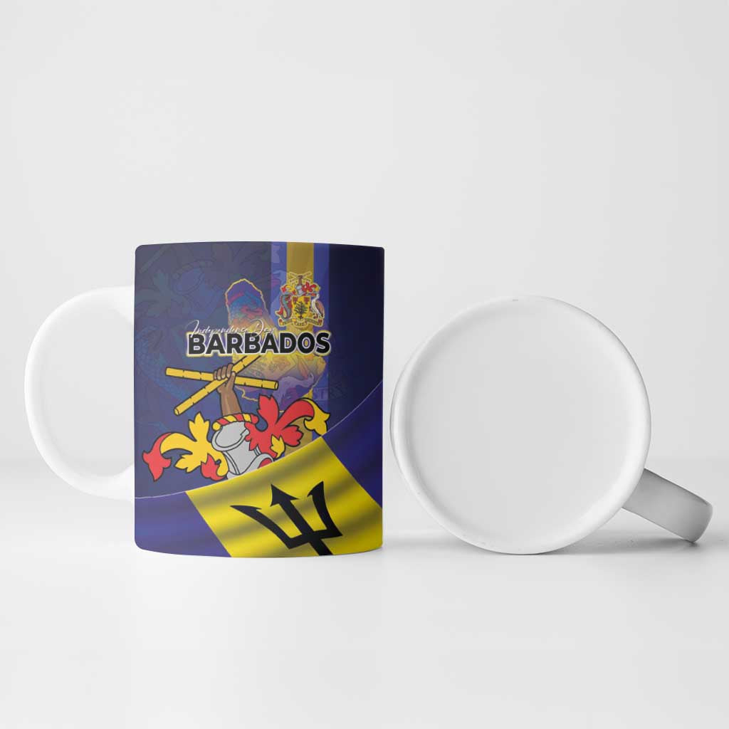 Barbados Independence Day Ceramic Mug Coat of Arms with Freedom Emblems - Wonder Print Shop