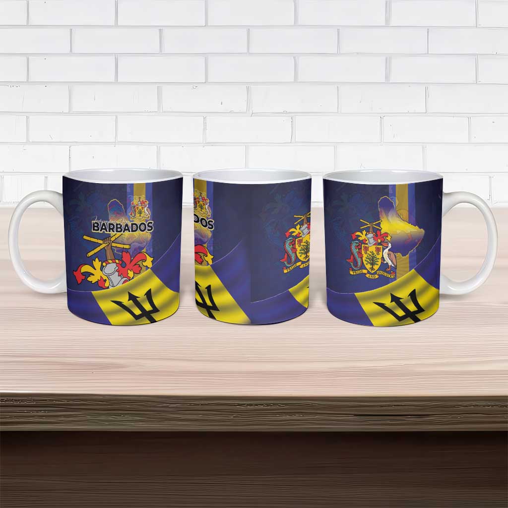 Barbados Independence Day Ceramic Mug Coat of Arms with Freedom Emblems - Wonder Print Shop