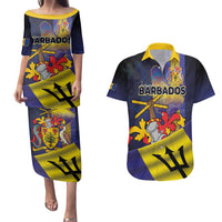 Barbados Independence Day Couples Matching Puletasi and Hawaiian Shirt Coat of Arms with Freedom Emblems - Wonder Print Shop