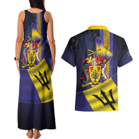 Barbados Independence Day Couples Matching Tank Maxi Dress and Hawaiian Shirt Coat of Arms with Freedom Emblems - Wonder Print Shop