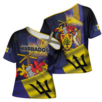 Barbados Independence Day Cross Shoulder Shirt Coat of Arms with Freedom Emblems - Wonder Print Shop