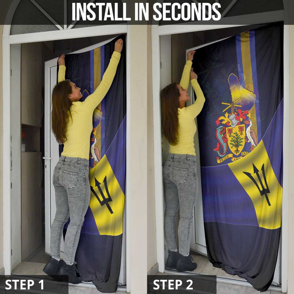 Barbados Independence Day Door Cover Coat of Arms with Freedom Emblems - Wonder Print Shop