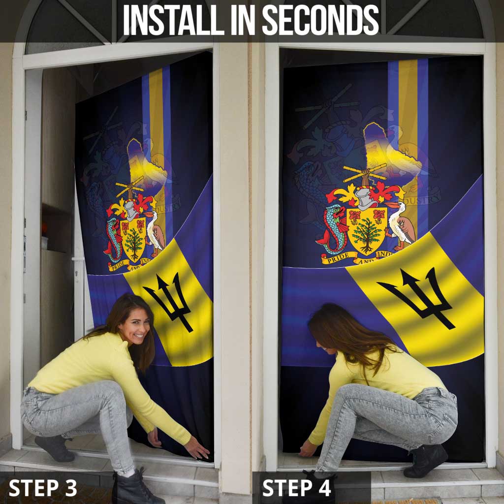 Barbados Independence Day Door Cover Coat of Arms with Freedom Emblems - Wonder Print Shop