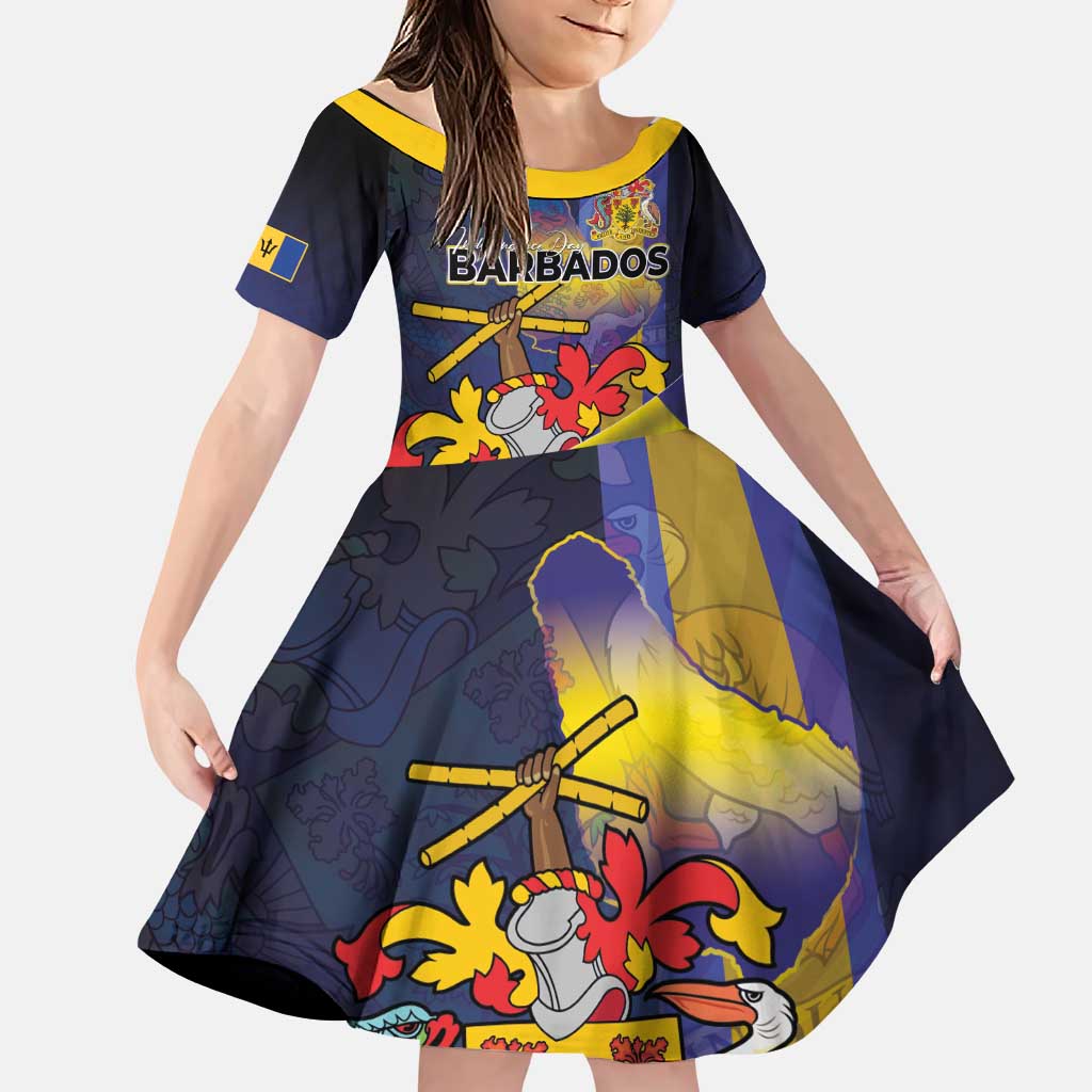 Barbados Independence Day Family Matching Puletasi and Hawaiian Shirt Coat of Arms with Freedom Emblems - Wonder Print Shop
